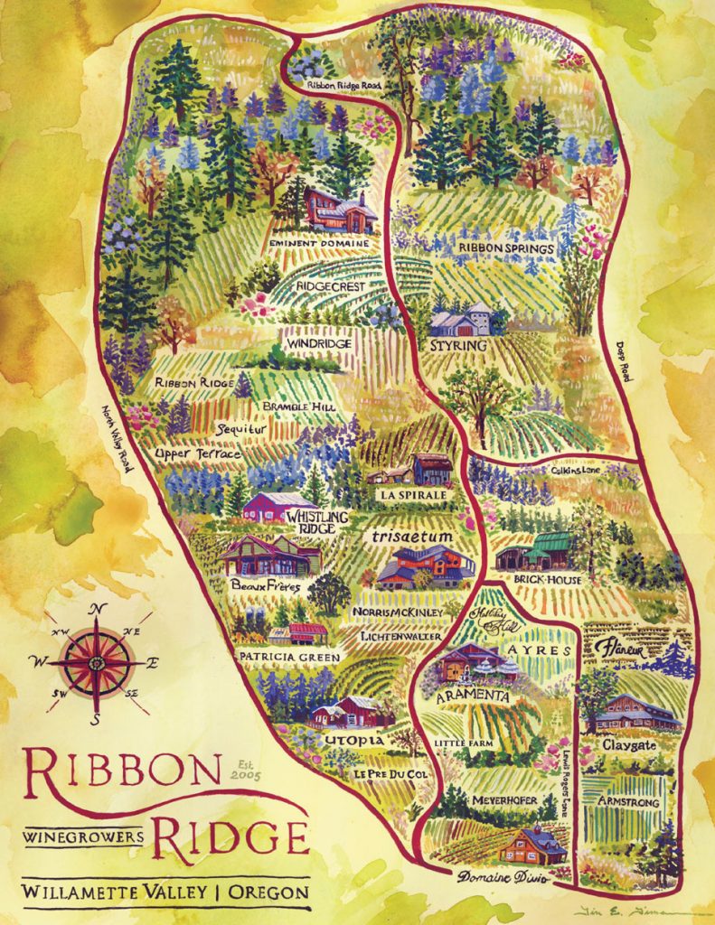 Ribbon Ridge AVA Map Illustration ©